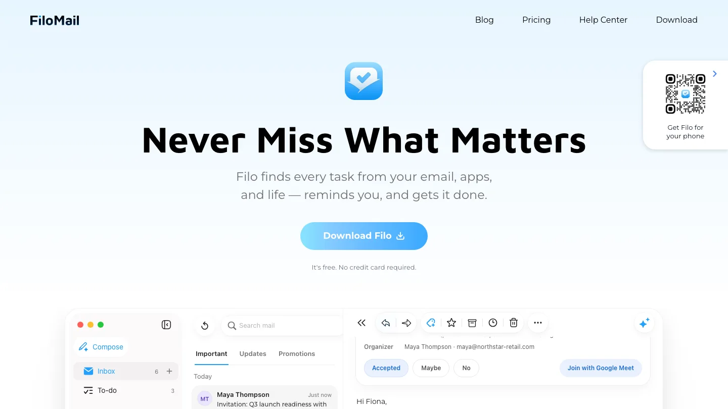 FiloMail product interface