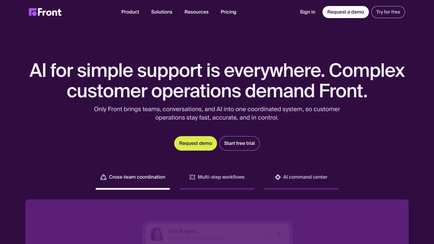 Front product interface