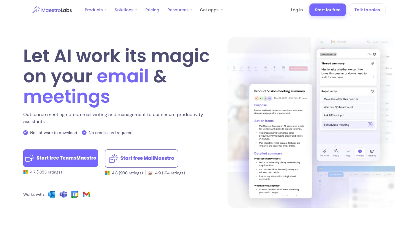 MailMaestro product interface