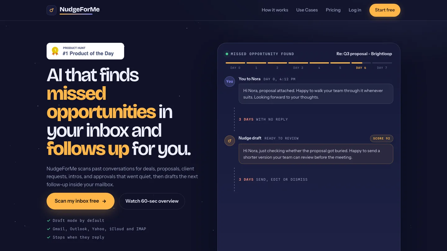 NudgeForMe product interface