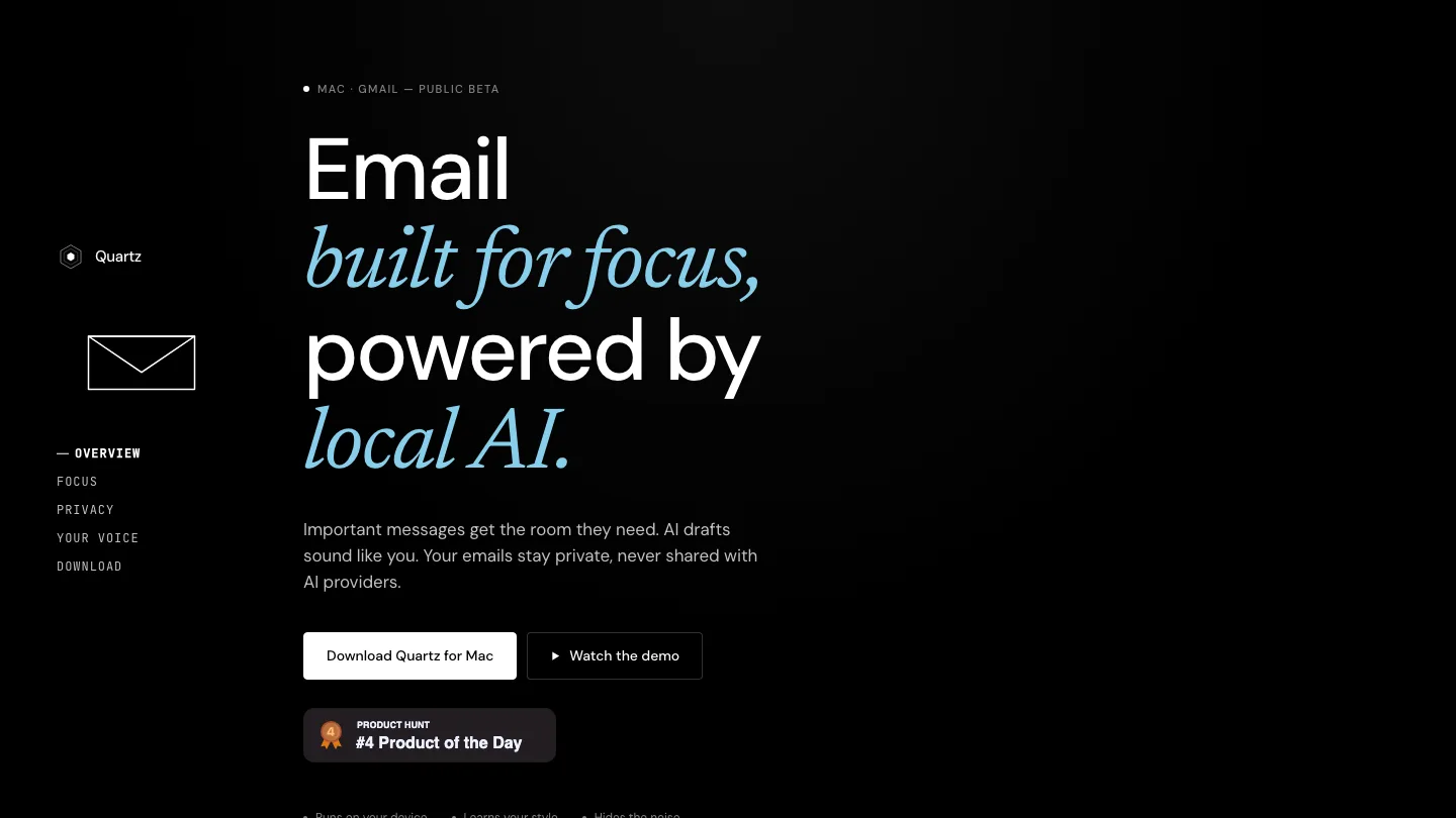 Quartz Mail product interface