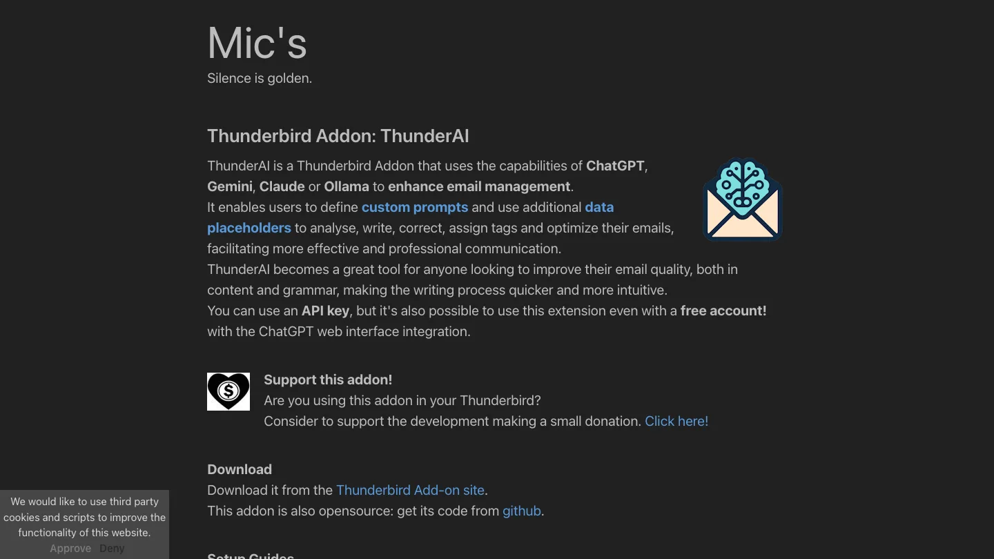 ThunderAI product interface