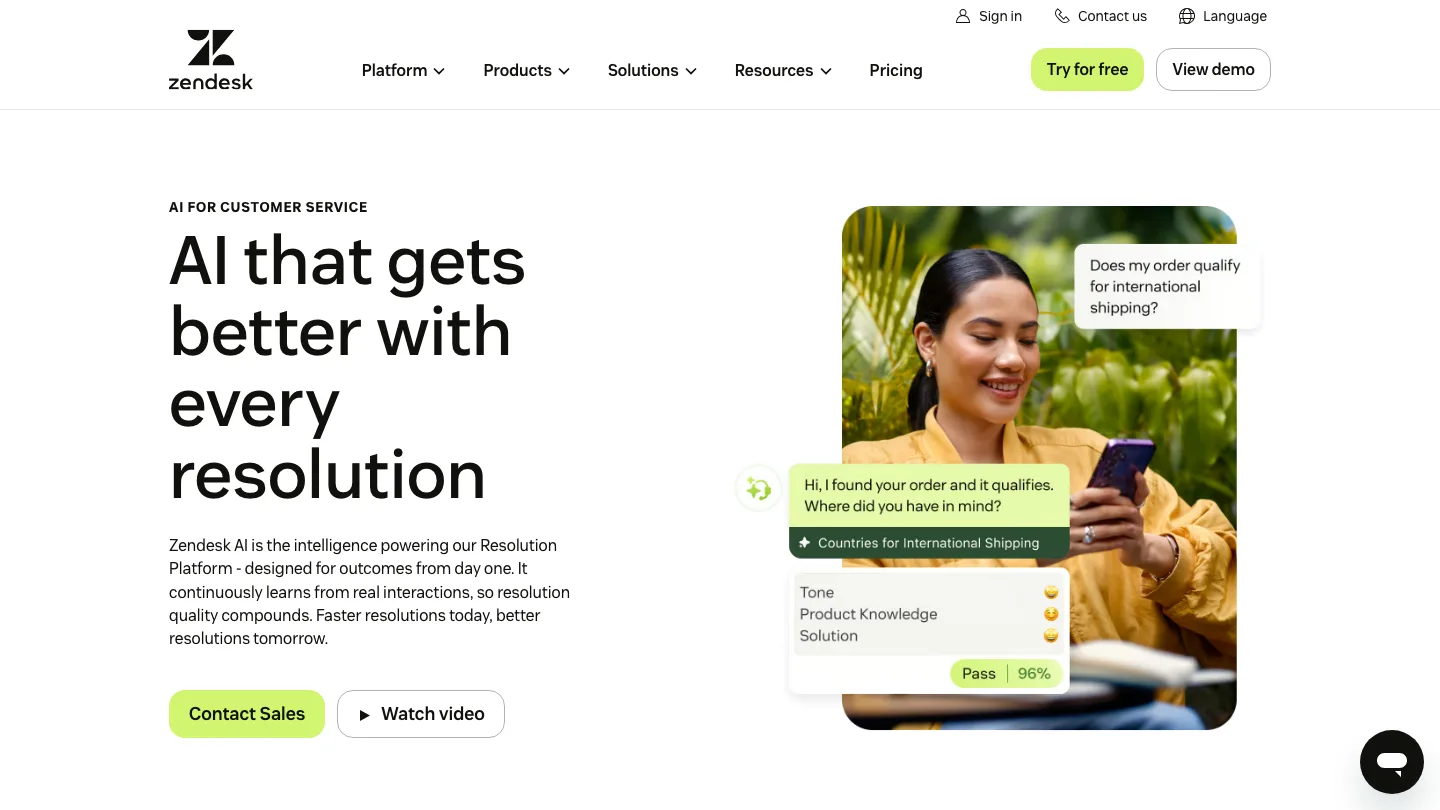 Zendesk AI Agents product interface